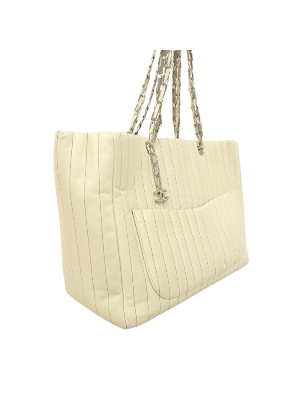 Chanel Chain Tote New Mademoiselle Lambskin Pale Green Silver - Picture 2 of 10